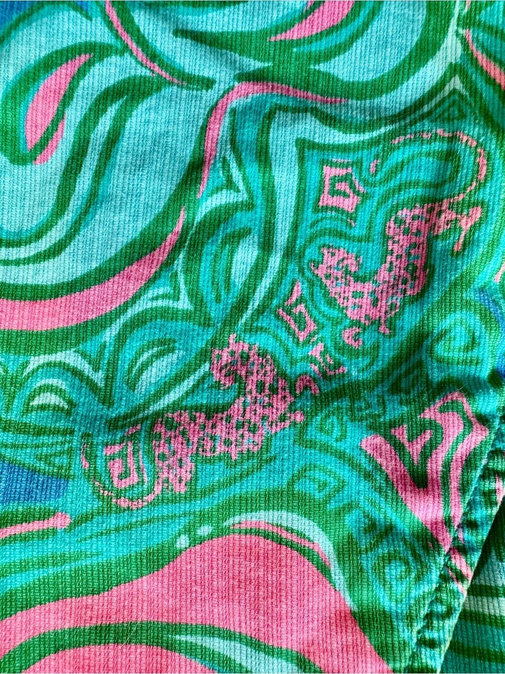 Lilly Pulitzer Pink, Green & Blue Paisley High-Rise Shorts - Picture 4 of 5